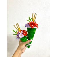 ราคา (พร้อมส่ง)✨กรวยไหว้ครูแฮนด์เมด | ดอกไม้จากลวดกำมะหยี่ | พร้อมธูปเทียน | ร้านเจริญสินทร์ (40151667060)