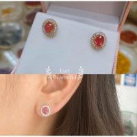ราคา ต่างหูทับทิมแท้ล้อมเพชร (6533413375)