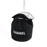 ราคา ใหม่จ้าใบไม่วาลันตี■Chanel Black Canvas Drawstring Bucket Bag Backpack (20086673440)