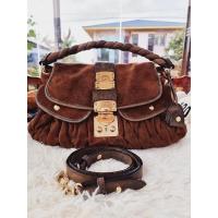 ราคา miu miu Miu Miu มิวมิว สีน้ำตาลเข้ม กำมะหยี่ สภาพดี มีร่องรอยการใช้งาน แท้ 100% (14463125537)