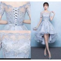 ราคา เดรสออกงาน​ ราตรี​งานแต่งสีเทาเงิน​พร้อมส่ง​S​ M (3567884382)