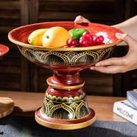 ราคา พานใส่ผลไม้บูชา แจกันผลไม้ไม้แกะสลัก งานไม้โบราณสำหรับวางบนโต๊ะหมู่บูชา (46702733516)