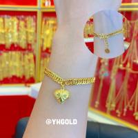 ราคา สร้อยข้อมือทอง2สลึง Yonghenggold หน้าเลสฝังเพชร ทองคำแท้96.5% ขายได้จำนำได้ (6279936452)