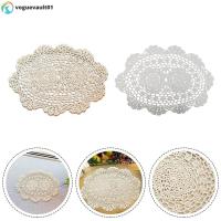 ราคา [VOGE] แผ่นรองจานรูปไข่ แผ่นรองจานตาราง Vintage Hand Crochet Cotton Lace Doilies Floral (57155802620)