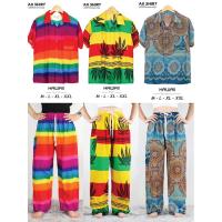 ราคา ชุดเซ็ตเสื้อฮาวาย กางเกงเอวเชือก ผ้าเรย่อน ใส่สบาย พร้อมส่ง) (22483170219)