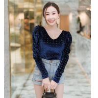 ราคา AB149 บอดี้สูท ผ้ากำมะหยี่ แต่งเพชร แขนพอง ผ้าเนื้อดี สวย เซ็กซี่ แขนยาว เสื้อผ้าแฟชั่น เสื้อผ้า ผู้หญิง บอดี้สูทแขนยาว (8103715189)