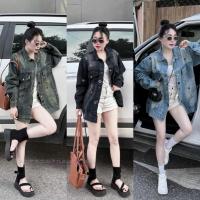 ราคา เสื้อแจ็คเก็ตยีนส์ปักลายดอกทรงปล่อยนิ่ม ยีนส์ (55804938792)