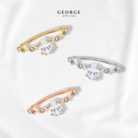 ราคา แหวนเพชรชูทรงไข่ แหวนเงินแท้ S925 เพชรสวิต (CZ) เหลี่ยม H&A ชุบทองคำขาว / ทองคำ 18K /โรสโกลด์ GR018CZ GEORGE Jewelry (25731269108)