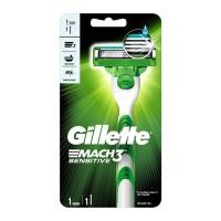 ราคา มีดโกนหนวด Gillette March 3 Sensitive 1 ด้าม พร้อมใบมีดโกน แพคเกจสีเขียว (19474525084)