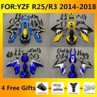 ราคา New ABS Motorcycle Accessories For Fit YAMAHA YZF R3 R25 2015 2016 2017 2018 Fairings Kit Bodywork (55005410409)