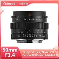 ราคา SG Image 50mm F1.4 รูรับแสงขนาดใหญ่ MF คู่มือโฟกัสครึ่งกรอบเลนส์สําหรับ Canon RF Canon EOS M M50 Fuji XF XT5 XT2 Sony E ZVE10 M2 Nikon Z30 Z50 Panasonic Olympus M43 Sigma L (29387517936)