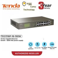 ราคา TENDA TEG1116P-16 150W 1000Mbps & POE 16 PORT GIGABIT ETHERNET DESKTOP RACKMOUNT SWITCH 16 PORT POE (57053180617)