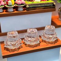 ราคา (ได้3ใบ) แก้วน้ำ ไหว้พระ ถวายพระ พร้อมฐาน ดอกบัว ขนาดเล็ก ชุดแก้วน้ำ บูชาพระ ถวายหิ้งพระ glass shot (26225650428)