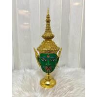 ราคา หัวโขน พระราม รุ่นพรีเมี่ยม กว้าง7 สูง 19 นิ้ว เรซิ่น ปิดทองเค พร้อมฐานปิดทอง งานสวย ของที่ระลึก ของตกแต่งบ้าน khon mask (49900939643)