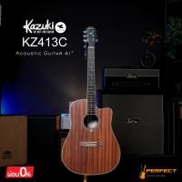 ราคา กีตาร์โปร่ง Kazuki KZ413C กีตาร์โปร่ง 41นิ้ว พร้อมกระเป๋า + ปิ๊ก +ประแจ (55552379490)