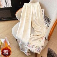 ราคา กางเกงขากว้างสไตล์จีน ซับในขนแกะ ผ้าแจ็คการ์ด เอวยางยืด สวมใส่ง่าย (44855743566)