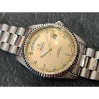 ราคา Vintage Orient President Day/Date Auto Watch Rare Gold Dial ev00-c0 46e41 มือสองสภาพสวย (28874776137)