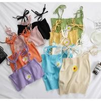 ราคา เสื้อไหมพรมสายเดี่ยวสายผูก ลายดอกเดซี่ (7948568082)