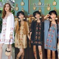 ราคา พร้อมส่งค่ะ มินิเดรสสั้นงานปักลายดอกไม้ สไตล์โบฮีเมียน ชุดไปเที่ยว Unicorny (22152990183)