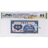 ราคา ธนบัตรสาธารณรัฐประชาชนจีน 2 Jiao / 20 Cents Central Bank of China ปี 1931 เกรด - Graded PMG 64 Choice Uncirculated (22728063838)