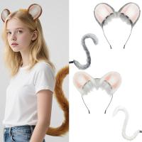 ราคา BTF อะนิเมะ-Cosplay Props เมาส์หูและหางชุด Plush Furry สัตว์หู Hairhoops ที่มี Foxes หางแฟนซี-Dress Party Costu (47905865773)