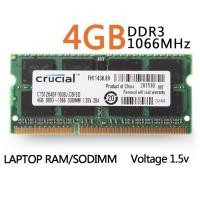 ราคา RAM (แรม) Crucial 4GB PC3-8500S DDR3 1066Mhz CL7 SO-DIMM Notebook Memory RAM B145 (4748506846)