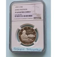 ราคา เหรียญเกรด NGC PF69 Ultra Cameo Proof Silver Half Dollar James Madison 1993-S (22480685160)