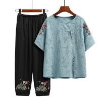 ราคา ชุดผู้สูงอายุวัยกลางคนผ้าฝ้ายลินินผู้หญิงแขนสั้นแม่เสื้อยืดผ้าฝ้ายแท้ผู้สูงอายุหญิงชราเสื้อผ้า. (50254287079)