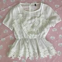 ราคา เสื้อสีขาวแต่งลูกไม้มือ2 (1235544651)