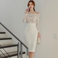 ราคา ชุดเดรสออกงานสีขาว เดรสสั้นปาดไหล่ ทรงเข้ารูป แขนยาวลูกไม้ แนวเรียบหรูดูแพง สวยดูดี เหมาะสำหรับใส่เป็นชุดราตรี ชุดออก... (20060939165)