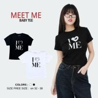 ราคา S-5XL MEET ME เสื้อยืดทรงครอป รุ่น Baby tee (อก 32-38) ลาย I love me (silver) (28623167487)