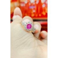 ราคา แหวนทับทิมสีชมพูล้อมเพชรแท้ (23752912335)