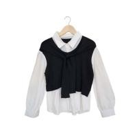 ราคา KATUN เสื้อผสมผ้าฝ้ายขั้วโลกสีดํา-ขาว (CODE: B116 - 06) (57601464425)