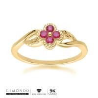ราคา Gemondo แหวนทองคำ 9K ประดับทับทิม ดีไซน์เถาวัลย์ดอกไม้ (24121012387)