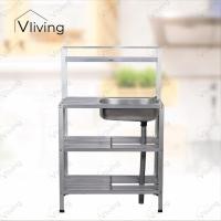 ราคา Vliving ซิ้งค์ล้างจาน อ่างล้างจานอลูมิเนียม 3ชั้น กลาง มีแผงบน (พร้อมรูก๊อก)#89 (532967787)