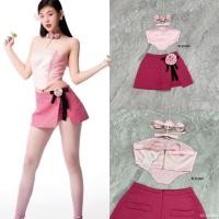 ราคา BT_เซท 2 ชิ้น เสื้อครอปสั้นเกาะอกแต่งสายติดดอกไม้ด้านหน้าแต่งไขว้สลับด้านหลังผูกโบตรงกลาง (20086072553)