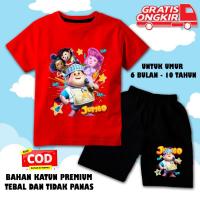 ราคา ชุดสูทแขนสั้นเด็กผู้ชายชุดเสื้อยืดแขนสั้นสําหรับเด็กผู้ชายและเด็กผู้หญิงจัมโบ้ 3 cln โมติฟ สีดํา (58103847502)