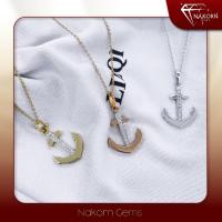 ราคา NAKORN GEMS สร้อยคอเพชรแท้ สร้อยคอทองคำแท้14K(ทอง58.5%)สร้อยคอผู้หญิงจี้รูปสมอเรือสุดชิค ขายได้ จำน (26223414693)