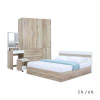 ราคา HomeHuk ชุดห้องนอน รุ่นมินิโอ+ทิวลิป (เตียง, ตู้เสื้อผ้า 3 บาน พร้อมลิ้นชัก, โต๊ะเครื่องแป้งพร้อมสตูล) - สีธรรมชาติ (27934775440)