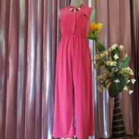ราคา จั๊มสูทแขนกุดสีชมพู เนื้อผ้าเรย่อน (988943780)
