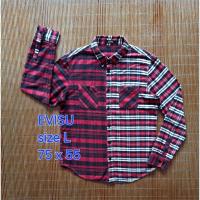 ราคา MERAH KEMEJA EVISU Flannel Red Black Check เสื้อเชิ้ตแขนยาว (27731176306)