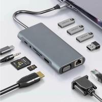 ราคา Vga to type c Docking Station HDMI 4K VGA USB 3.0 SD TF Card Reader Adapter สําหรับ MacBook Pro Air 11-in-1 (57153543527)