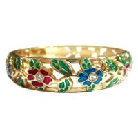 ราคา TANITTgems กำไลข้อมืองาน Enamel ฉลุลายดอกไม้ฝังเพชร#1273 (453220036)