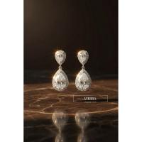 ราคา เงินแท้ ต่างหูเพชรทรงหยดน้ำ เพชรหยดน้ำ 1 กะรัต ตัวเรือนเงินแท้s925 (41021309826)