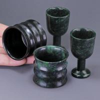 ราคา ถ้วยน้ําชาหยกธรรมชาติหยกสีเขียวเข้มลอยดอกไม้ถ้วยน้ําถ้วยหินขนาดเล็ก (29130092625)