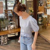 ราคา (New) Stylist_shop ส่งต่อ เสื้อคอกลมแขนพอง สไตล์เกาหลี มีดีเทลเชือกผูกด้านหลัง (6941297210)