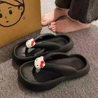 ราคา #รองเท้าแตะ# น่ารัก KT Cat รองเท้าแตะผู้หญิงฤดูร้อนใหม่สวมใส่หนา soled ลื่นสบายชายหาด Non-หยิกรองเท (47304494194)