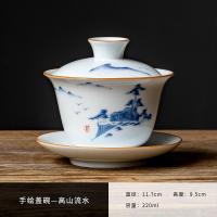 ราคา ก้ายหว่านหยกเนื้อแกะอ้วนที่วาดด้วยมือ170ml 手绘羊脂玉悬停盖碗170ml Hand-painted Mutton-fat Jade Teapot (KaiWan)170ml (24856126759)