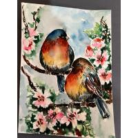 ราคา ภาพวาดนก ภาพวาดสีน้ำ ขนาด5x7นิ้ว นำไปใส่กรอบ ตกแต่งให้สวยงาม (44704782402)