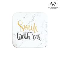 ราคา Marble Coaster Stone หินรองแก้วสีขาว ลายหินอ่อน หินซับน้ำได้ดี ดีไซน์ Smile With Me หินหนาและเบา (28069505006)